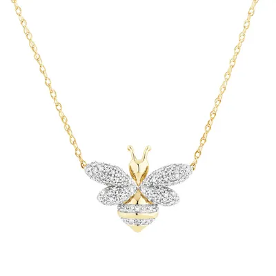 Bee pendant with 0.16 Carat TW Diamonds in 10kt Yellow Gold