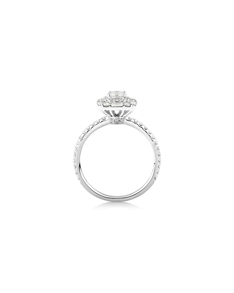 Sir Michael Hill Designer Halo Engagement Ring with 0.79 Carat TW Diamonds in 18kt White Gold