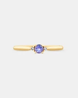 3 Stone Ring with Tanzanite & Diamonds in 10kt Yellow Gold