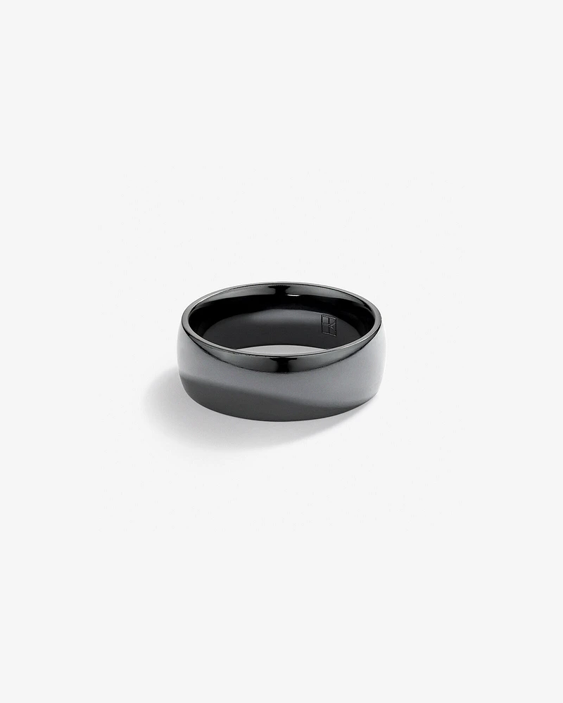 8mm Black Titanium Polished Dome Wedding Band