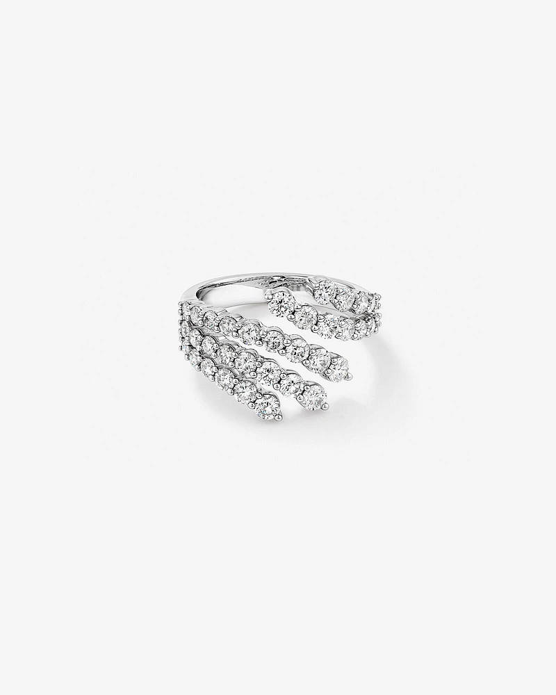 2,00 carats TW Bague bypass éventail graduée en diamant en or blanc 18kt