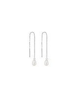 6mm Threader Earrings with Cultured Freshwater Pearls in Sterling Silver