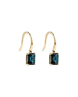 Boucles D'Oreilles Pendantes Avec Topaze Bleue De Londres Taille Émeraude En Or Jaune 10 Ct