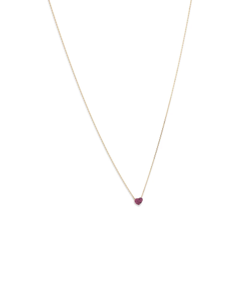 Ruby Pave Heart Pendant in 10kt Yellow Gold