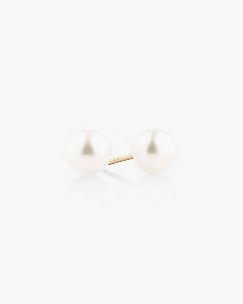 Stud Earrings with 6mm Round Cultured Freshwater Pearl in 10kt Yellow Gold