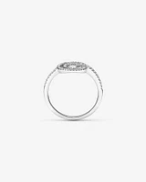 Fine Double Circle Diamond Ring in Sterling Silver