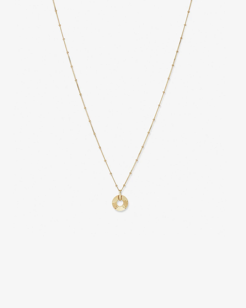 Sunray Open Circle Pendant Station Necklace in 10kt Yellow Gold