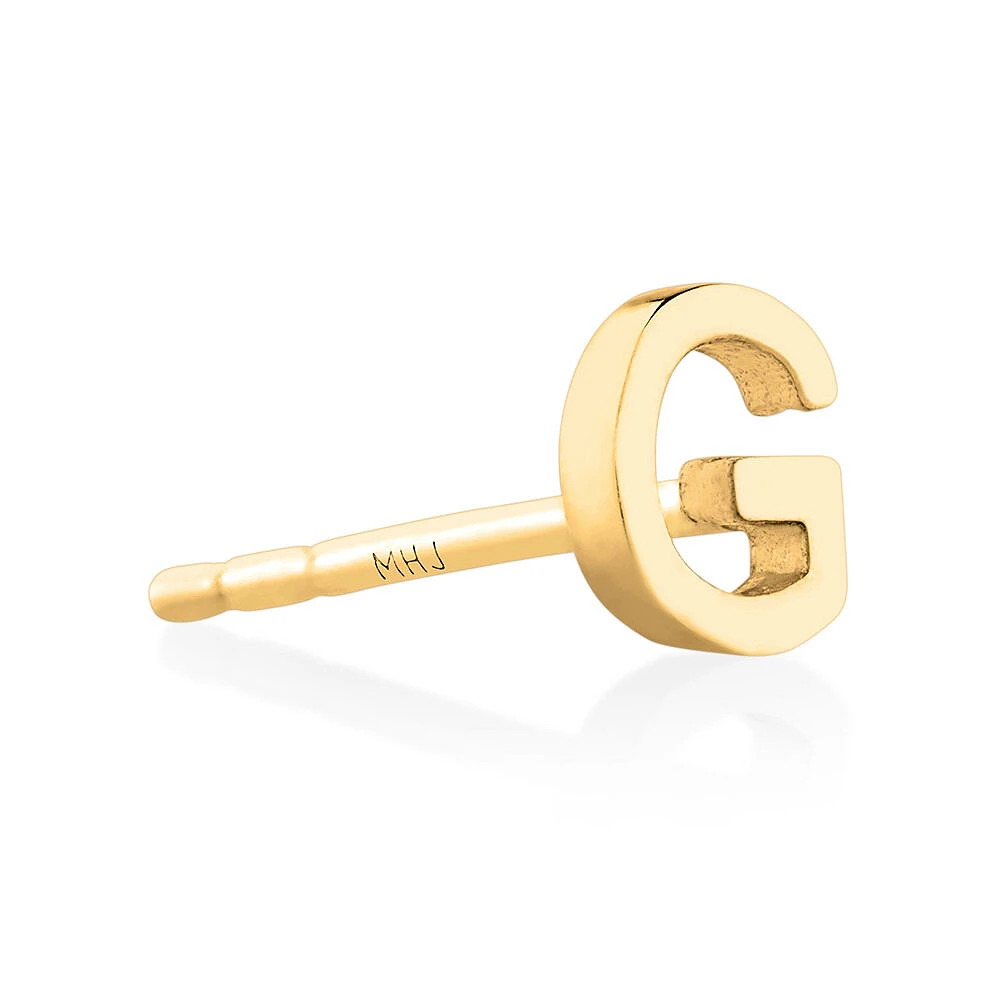 G Initial Single Stud Earring in 10kt Yellow Gold