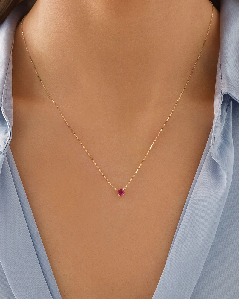 Necklace with Ruby in 10kt Yellow Gold