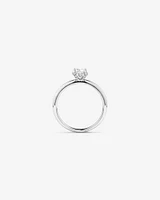 0,68 Carat Poids Total Bague De Fiançailles En Diamant Rond Brillant Solitaire Avec Pavé Caché Et Halo, En Platine