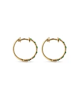 0.22 Carat TW Diamond and Created Emerald Huggie Hoop Earrings in 10kt Yellow Gold