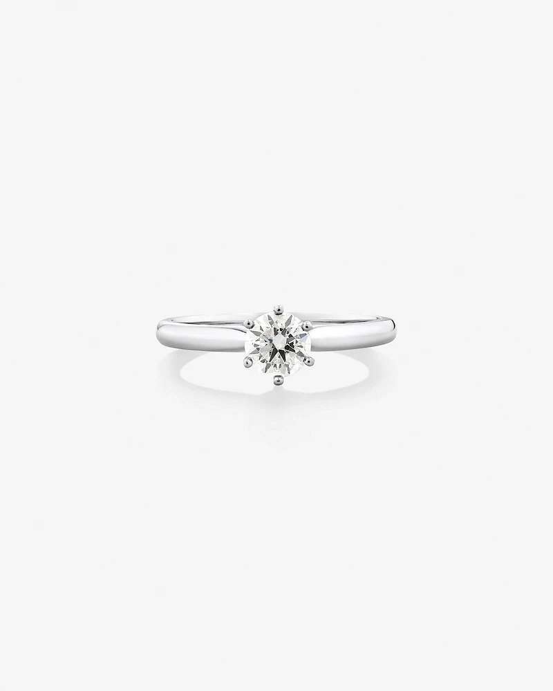 Certified Solitaire Engagement Ring with a 0.50 Carat TW Diamond in 18kt White Gold