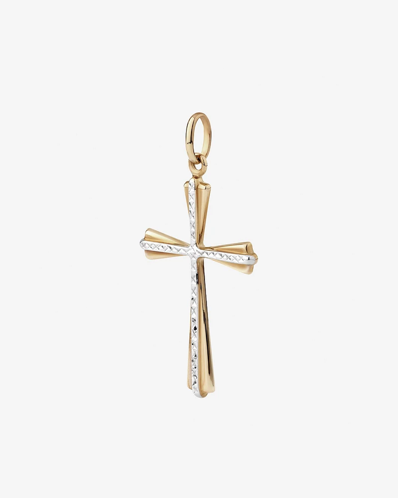 Cross Pendant in 10kt Yellow & White Gold