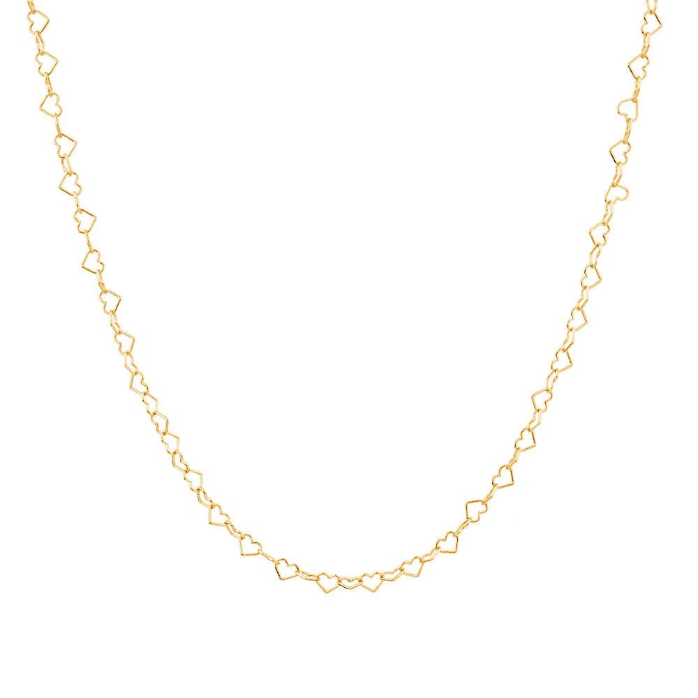 Heart Link Fancy Chain Necklace in 10kt Yellow Gold