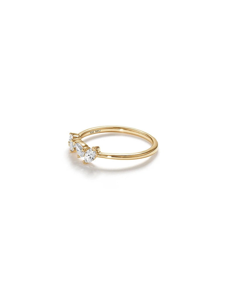 0.40 Carat TW Fancy Cut Laboratory-Grown Diamond Four Stone Ring in 10kt Yellow Gold