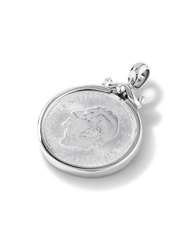 1/4oz Brittannia Sovereign Medallion Pendant in Sterling Silver