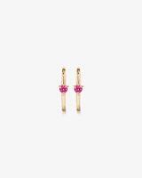 Pink Sapphire Gemstone Accent Sleeper Earrings in 10kt Yellow Gold