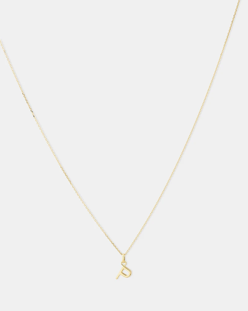 "H" Initial Pendant with Chain in 10kt Yellow Gold