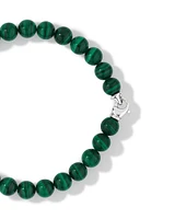 Bracelet de perles en gemme de malachite verte en argent sterling