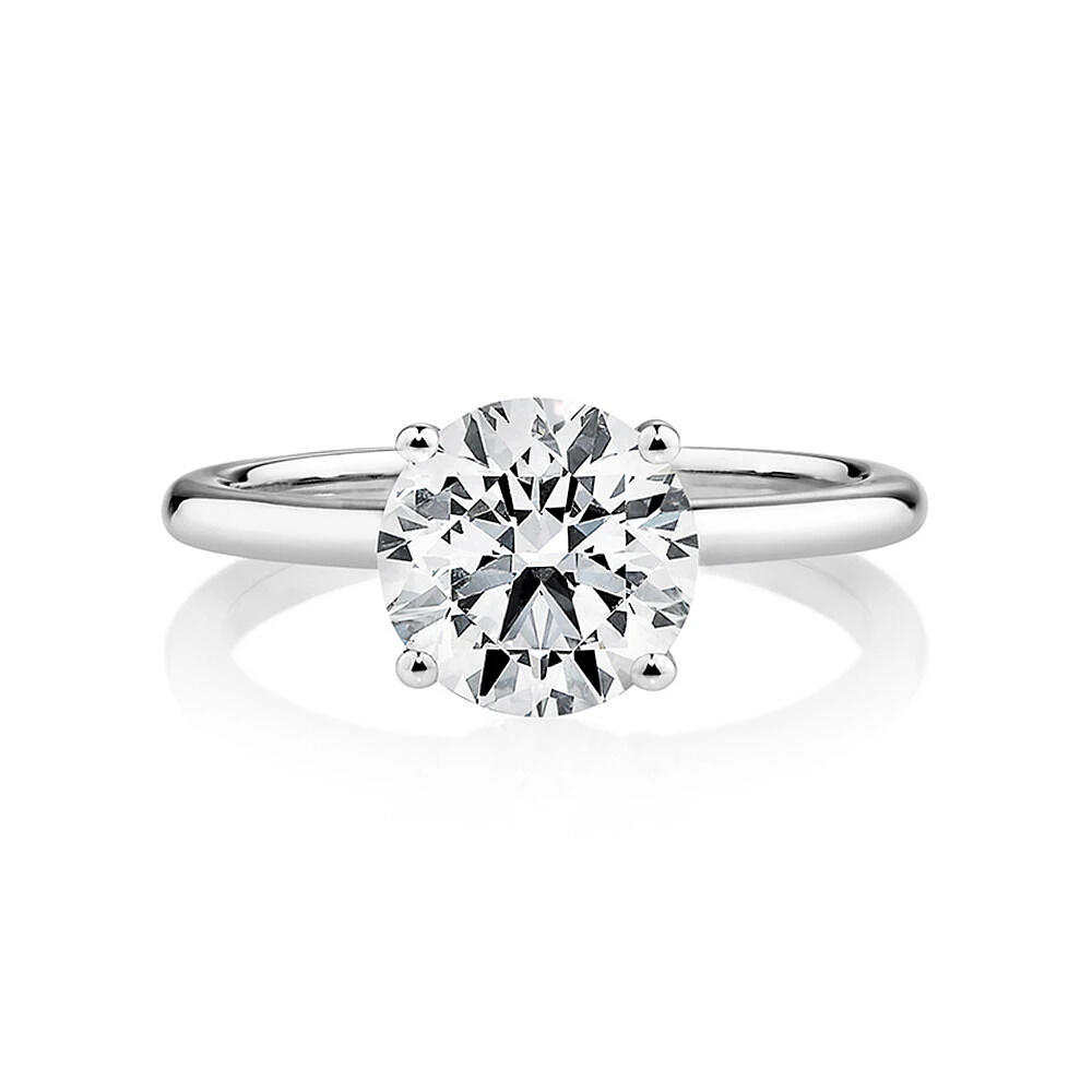 Bague en or blanc 14 K avec diamant créé en laboratoire totalisant ct