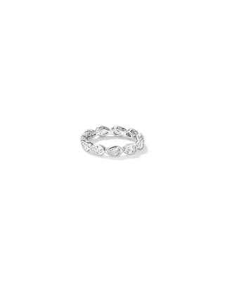 Pear Shaped Cubic Zirconia Bezel Set Eternity Ring in Sterling Silver