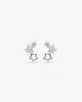 Star Trio Stud Earrings with Cubic Zirconia in Sterling Silver