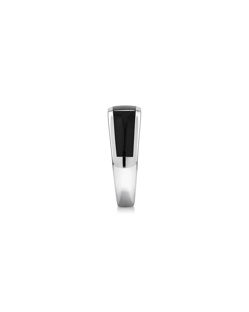 Men's Black Onyx Gemstone Rectangle Signet Ring in Sterling Silver