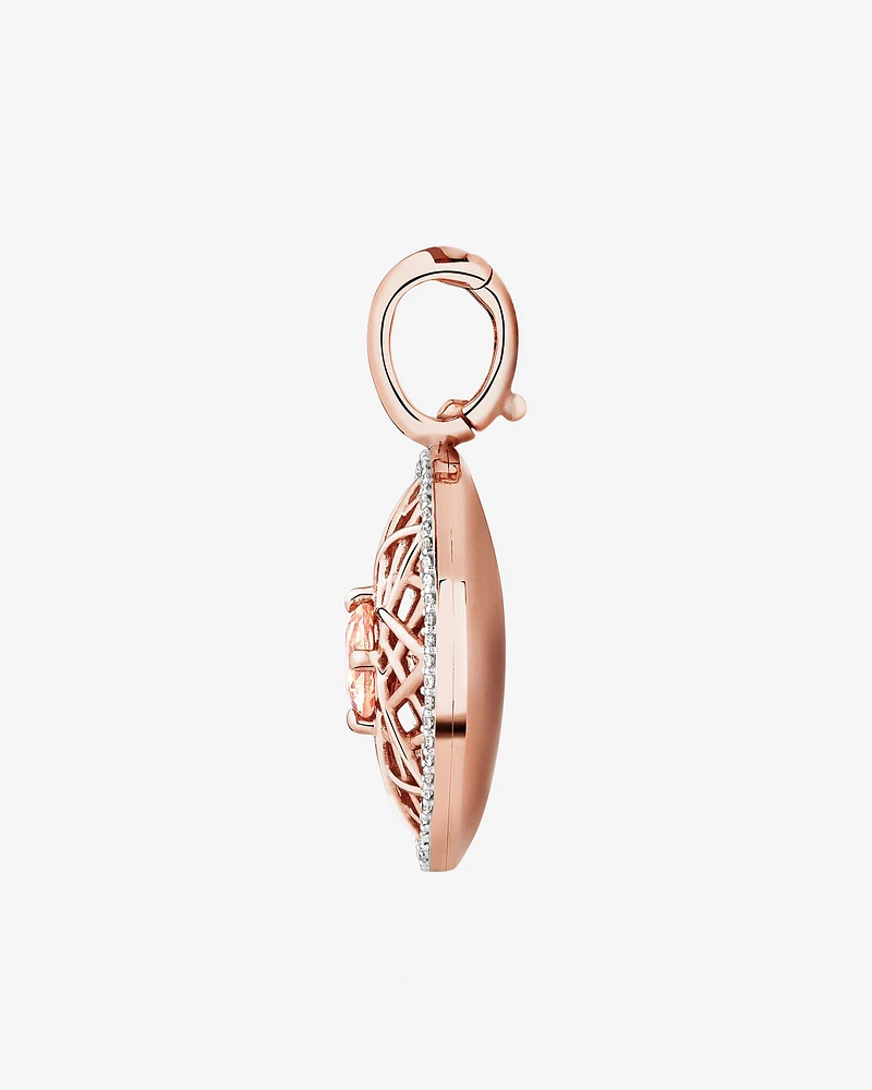 Round Enhancer Pendant with Morganite & 0.20 Carat TW of Diamonds in 10kt Rose Gold