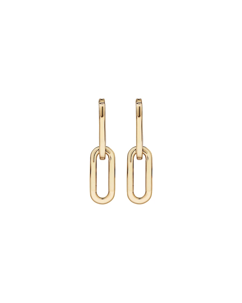 Paperclip Huggie Drop Earrings in 10kt Yellow Gold