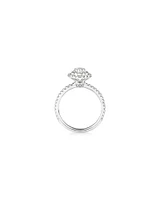 Oval Halo Ring with 0.90 Carat TW of Diamonds in 18kt White Gold