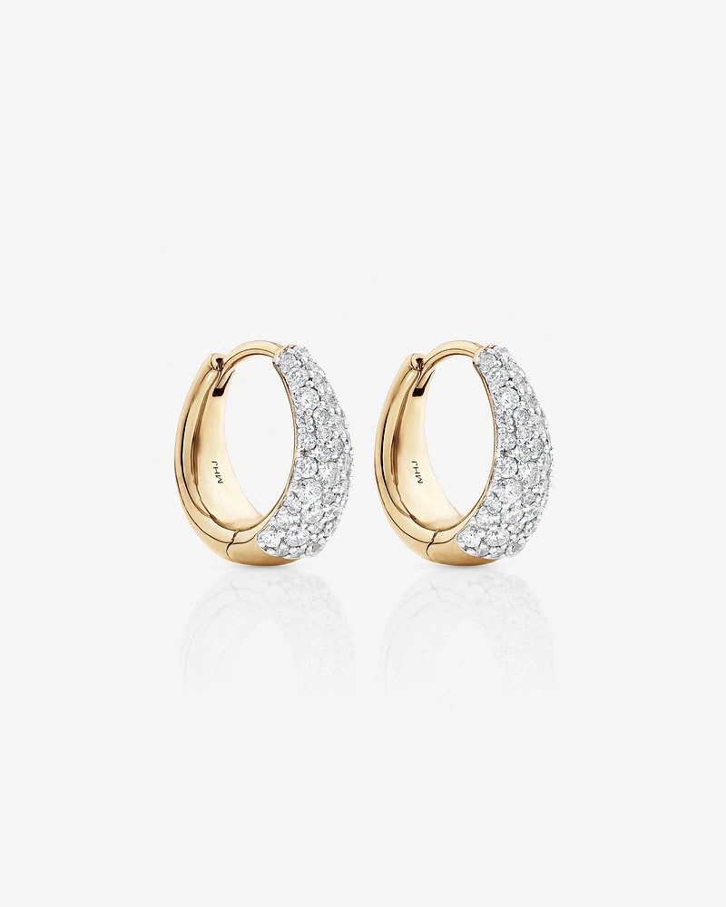 Stardust Hoops with .72TW of Diamonds in 10kt Yellow Gold and Rhodium