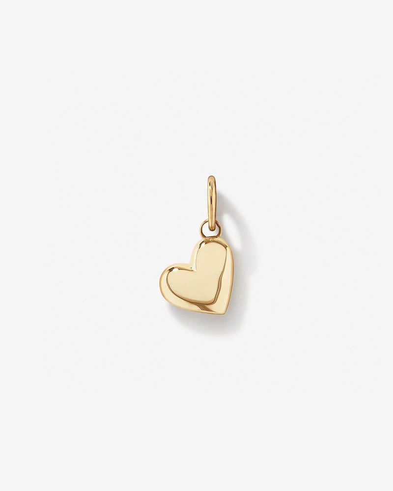 Puff Love Heart Pendant in 10kt Yellow Gold