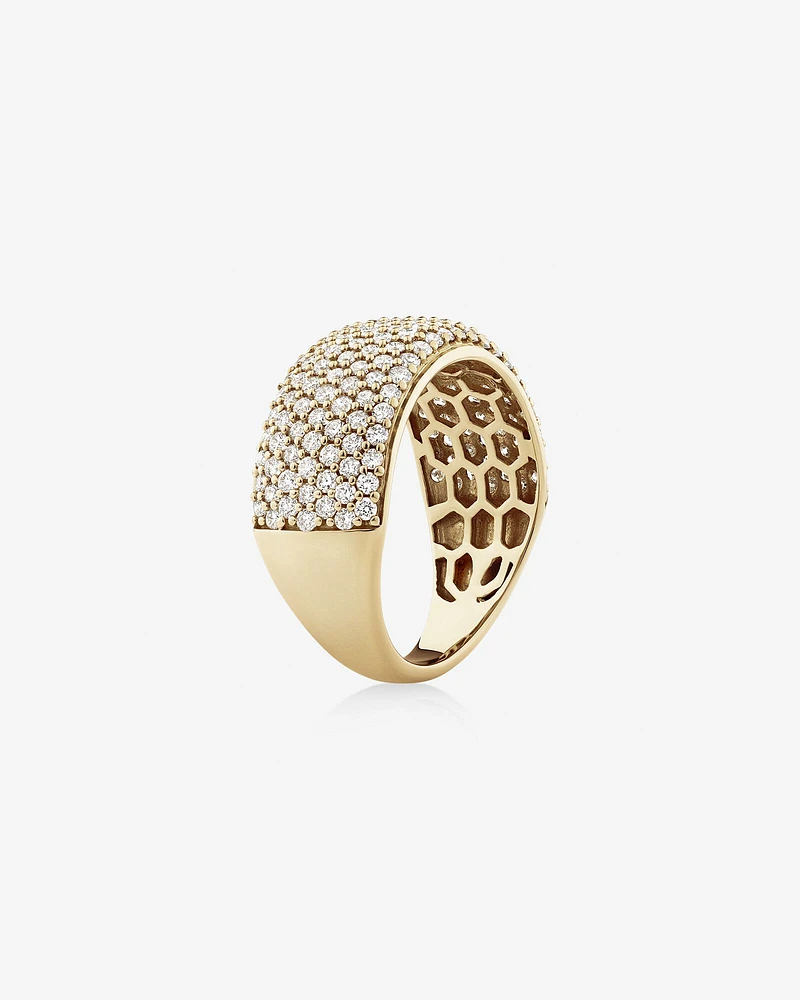 Bague à pavé en or jaune 10 K avec diamants totalisant 1,50 ct