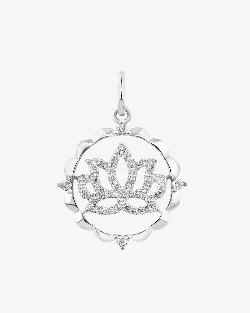 Lotus Motif Pendant with 0.15 Carat TW of Diamonds in Sterling Silver