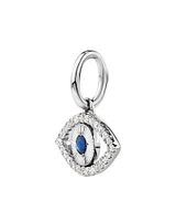 Diamond and Sapphire Evil Eye Pendant in 10kt White Gold