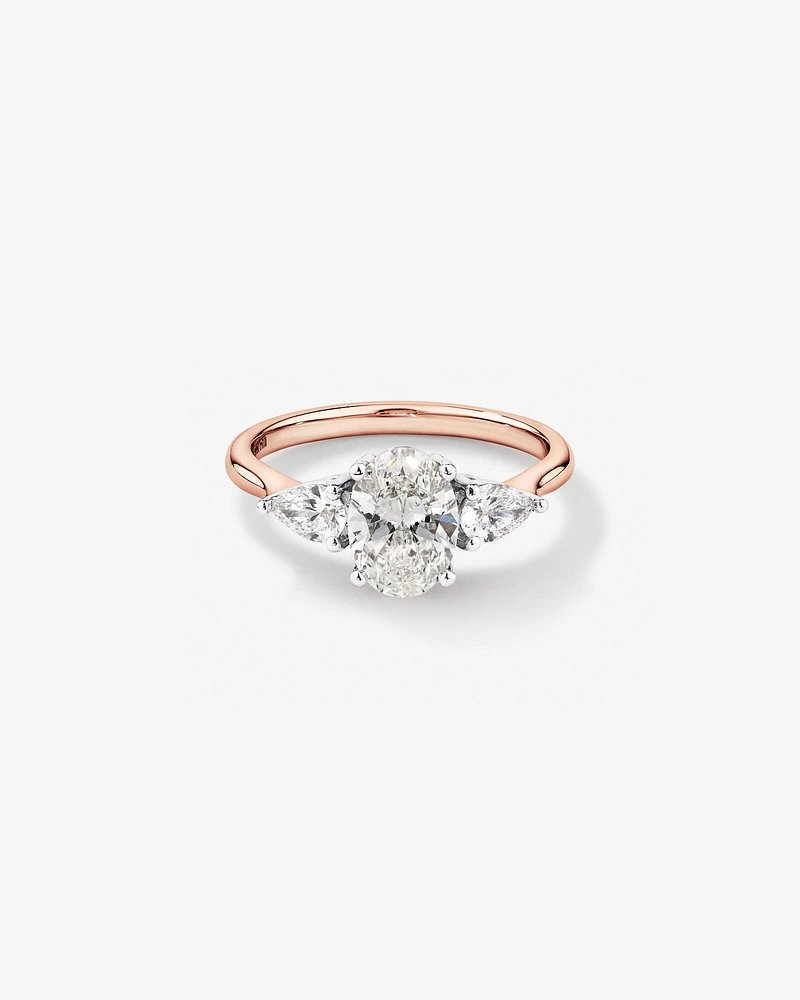 1.65 Carat TW Three Stone Oval and Pear Shaped Laboratory-Grown Diamond Engagement Ring in 14kt White Gold