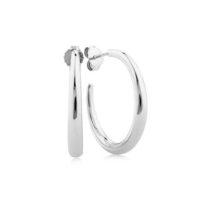 Sculpture Hoop Earrings In Sterling Silver
