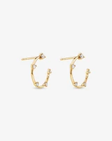 Diamond Studded Open Hoop Earrings in 10kt Yellow Gold