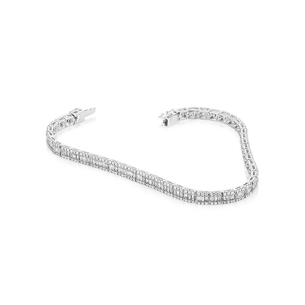 3.37 Carat TW Baguette Diamond Tennis Bracelet in 14kt White Gold