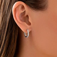Carat TW Laboratory-Grown Diamond Hoop Earrings Set in 10kt White Gold