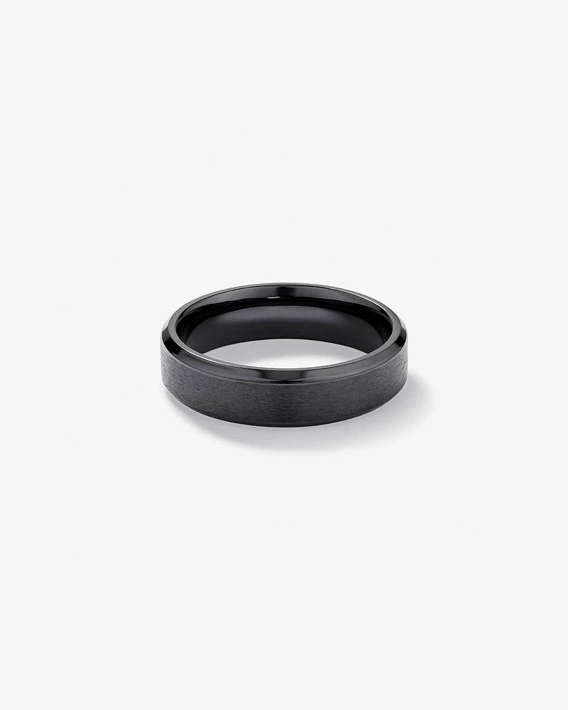 6mm Black Titanium Bevelled Edge Wedding Band