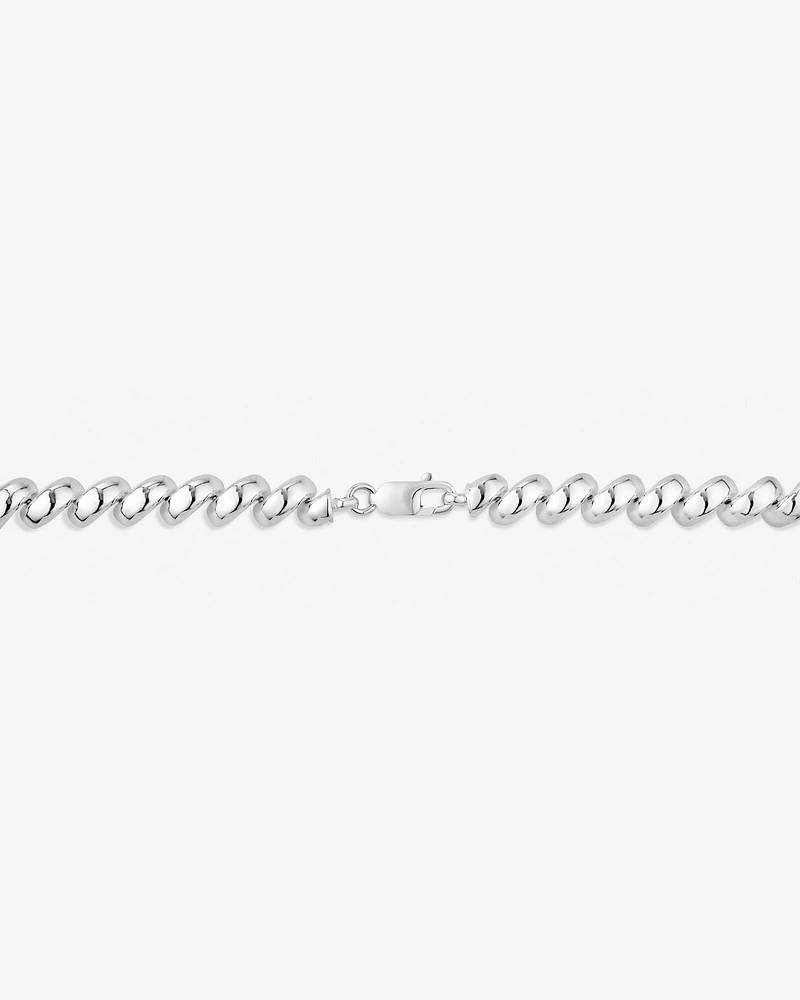 9.5mm Wide Hollow San Marco Chain Necklace in Sterling Silver