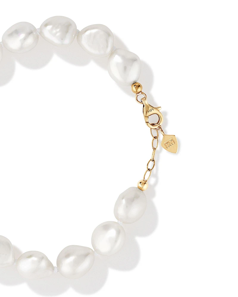 Bracelet en or jaune 10 K avec perle baroque d'eau douce de culture