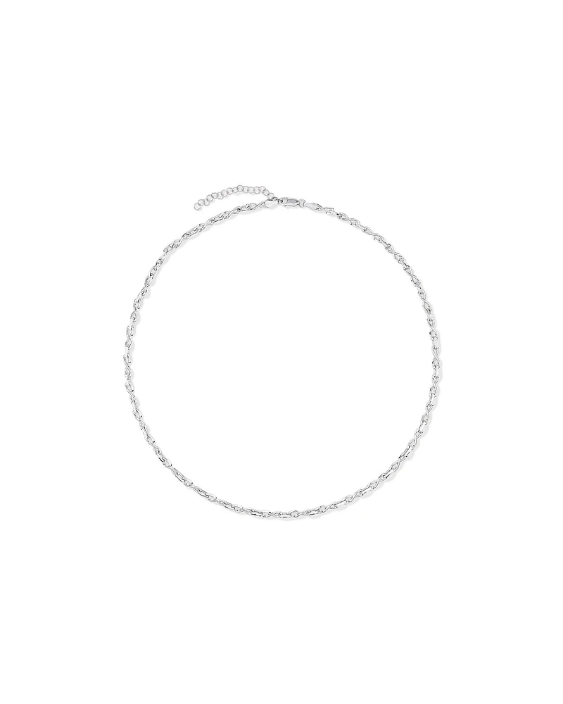 50cm (20") 3.9mm Width Large Diamond Cut Infinity Link Chain Necklace in Sterling Silver