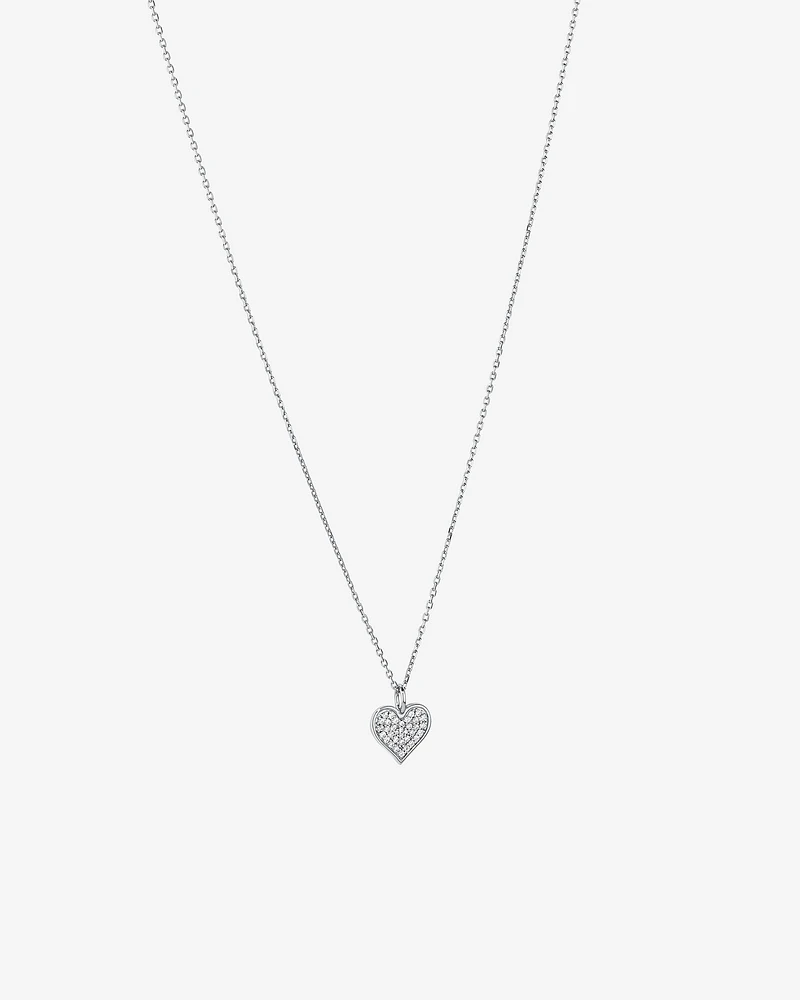 Cubic Zirconia Closed Heart Pendant Necklace in Sterling Silver