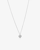 Cubic Zirconia Closed Heart Pendant Necklace in Sterling Silver