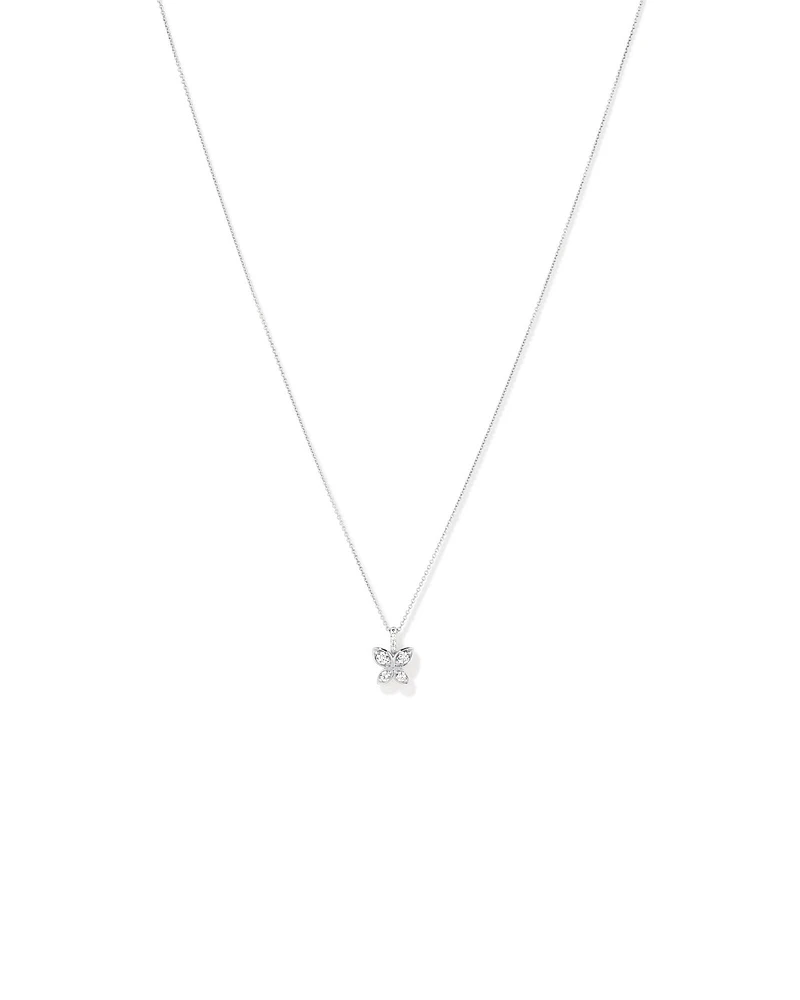 Cubic Zirconia Butterfly Pendant Necklace in Sterling Silver