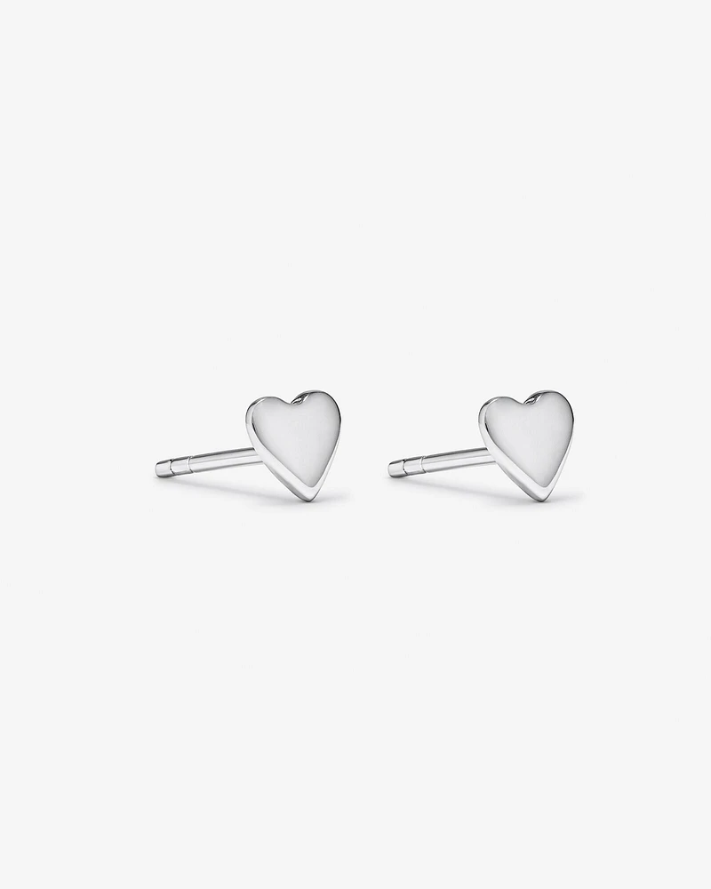 Heart Stud Earrings in Sterling Silver