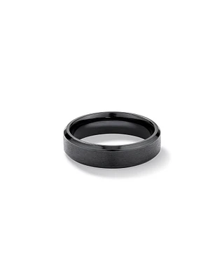 Bague de mariage en titane noir brossé à bords biseautés de 6 mm