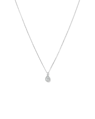 Pear Cubic Zirconia Halo Pendant Necklace in Sterling Silver